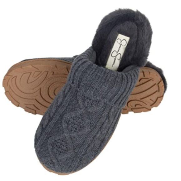 Jessica Simpson Women's Soft Cable Knit Slippers with Indoor/Outdoor Sole - Picture 2 of 6